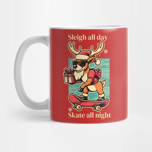 Sleigh all day, skate all night - Reindeer delivering gifts by Thewondercabinet28